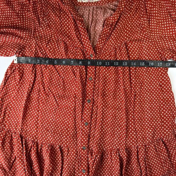 Holding Horses Anthropologie Tunic Top Small Boho Rust Red Peasant Style Tiered - Picture 9 of 13